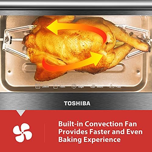 Toshiba ML-EM45P Countertop Microwave Ren, 1,6 Cu.ft, црн не'рѓосувачки челик, не-инвертер технологија и AC25CEW-BS тостер печка,