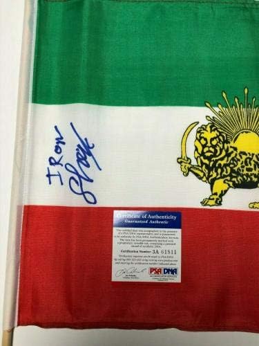Железниот Шеик Потпиша 18х12 WWE Иранско Знаме *Иран Wwf Шампион ПСА 3А61811-Картички За Борење Со Автограм