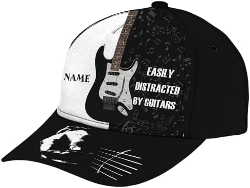Капа за гитара, персонализирана капа за бејзбол гитара, сопствена капа за гитара, подароци за loversубители на гитара, играчи, роденден,