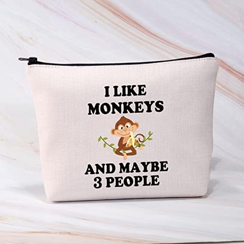 Бдпсс Мајмун Шминка Торба Смешни Мајмун Подарок За Жени Мајмун Љубовник Подарок Ми Се Допаѓа Мајмуни И Можеби 3 Луѓе Животните Патување Торбичка