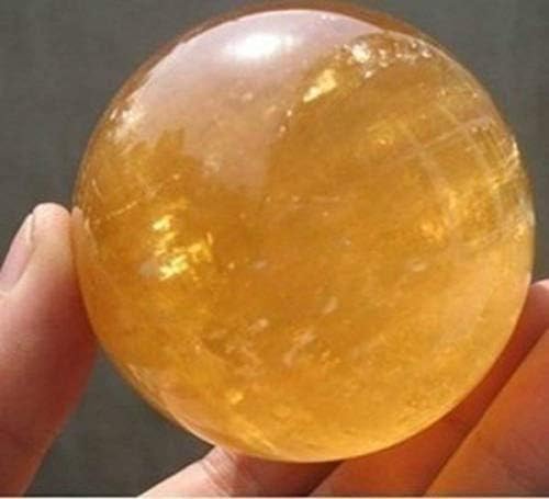 Realgem-природен цитрински калцитен кварц кристален сфера на топката за лекување скапоцен камен 65мм+штанд