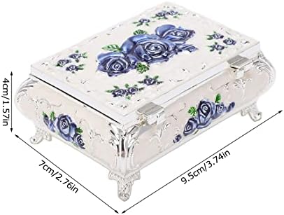 Волфронт гроздобер кутија за накит врежана дизајн метална декоративна кутија за складирање кутија за кутии за жени за жени девојки