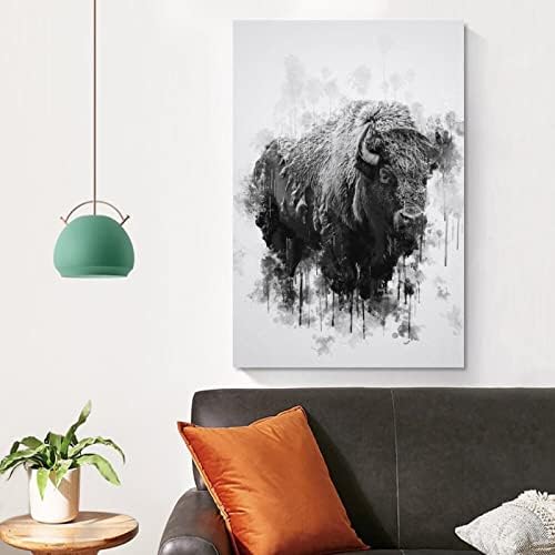 Freeцрно -бело бизонски животни расадник постер плакато плакато украсно сликарство wallидна уметност слика домашна спална соба