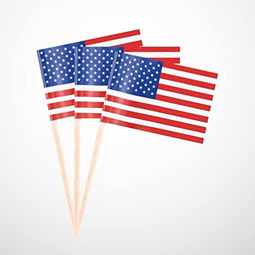 ДОИТУЛ Америка знаме 100 парчиња Американско Знаме Чепкалки ЗА Заби Знамиња НА САД Мини Стап 4 јули Кекси Топери Американски Знамиња
