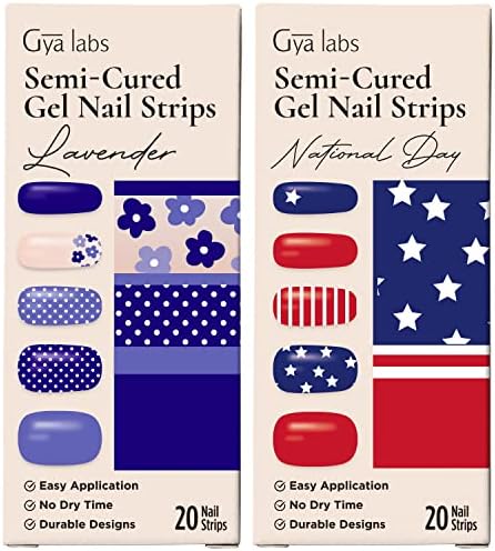Сет на налепници за нокти Gya Labs - долготрајни нокти за жени - полу -излечени гел ленти за нокти - налепници за нокти за комплет