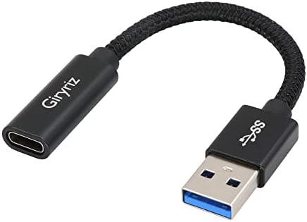 Giryriz USB Cенски до USB машки адаптер кабел, USB A до USB C адаптер, еднострана брзина до 10Gbps, компатибилен со лаптоп, компјутер, полнач,