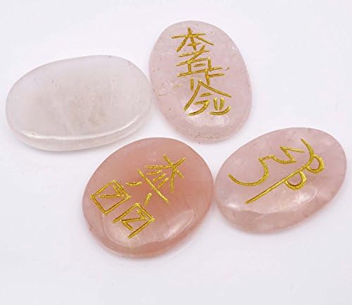 Хармонизирајте го розовиот кварц 4 парчиња поставени Реики заздравување камења генератор на енергија