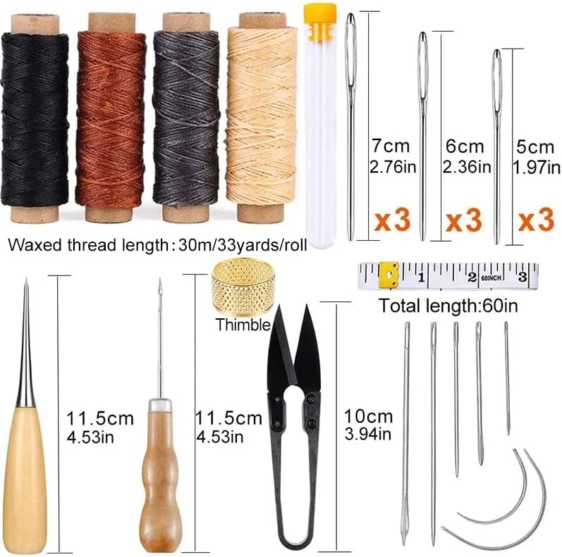 Quul 28pcs/Поставете коцка за шиење на кожа за шиење игли за ширење на конец, алати за шиење на конец за конец за алатка за занаетчиски занаети