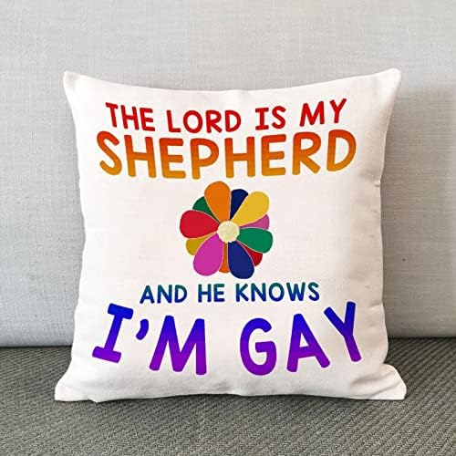 Фрли ја перница покритие Господ е мојот овчар и тој знае дека сум геј перница кутија гордост лезбејски геј ЛГБТК перница покритие рустикален