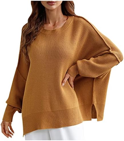 Женска есенска облека есен и зимски цврст тркалезен врат со долг ракав плетен џемпер за џемпер
