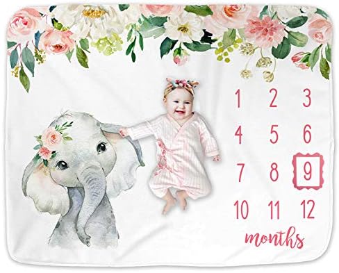 Флорал слон Бебе Месечно пресвртница, ќебе за меко руно од џунгла, меко руно, месечно ќебе, девојче, слонови расадник новороденче,