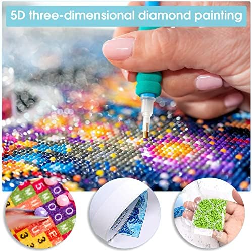 ПАВЕЛО 5Д Дијамантски комплети за сликање за возрасни машина за шиење, тркалезна целосна вежба дијамантска уметност слики боја