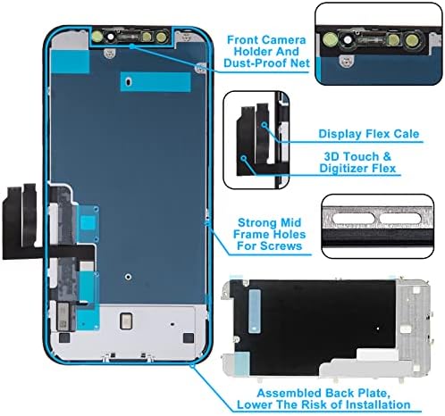 Замена на екранот ЗА iPhone XR 6.1' 3d Допир Лцд Комплетен Комплет За Поправка Дигитализатор Дисплеј Склоп Со Задна Плоча, Водоотпорно