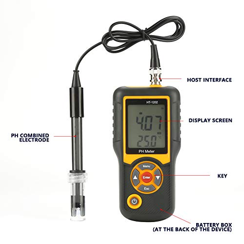 HT-1202 Висок дигитален, дигитален pH мерач HT-1202 PH мерач Тестер за квалитет на вода PH MV Тестер Мерач на температура 0 ~ 14ph