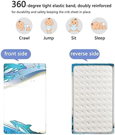 Океански тематски вграден креветче за креветчиња, стандарден сад за садови за садови со меки мали деца, опремени - чаршафи за креветчиња