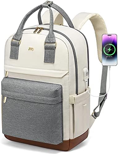 Jffd лаптоп ранец за жени, лаптоп торба за модни патувања со USB -порта за полнење, колеџ ученици за ученици, наставничка медицинска