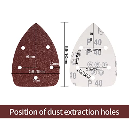 50 парчиња детали за глувчето Sander Sandpaper, 40/80/120/180/240 Grit Hook и Loop 140mm Pards на глувчето, влошки за замена на Sander,