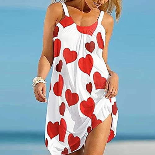 Обични фустани за жени лето О-вратот без ракави резервоари, цветни печатени шупливи плажа кратки мини сундери
