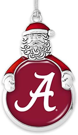 Алабама Кримсон Плима Дедо мраз Со Логото На Тимот Сребрена Метал Божиќ Украс Подарок Дрво Декорација УА