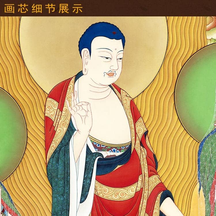 Западни три светци Амитаба Буда Конекција Слика виси сликарство со висока дефиниција Avalokitesvara bodhisattva Буда статуа сликарство