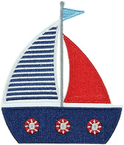 JPT - едриличарски брод Јавл Наутичко едрење патувања лето везено аплициско железо/шиење на закрпи значка симпатична лого -лепенка на елек
