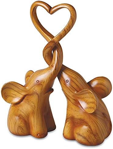 Две парче figurубовни фигурини на слонови - подароци за кафеави слонови за парови дома украси, украси за слонови за дома, сет на животински