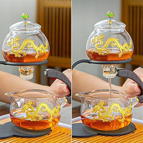 Nfguy креативно стакло полуавтоматски мрзлив чај сет со чаши змеј образец домаќинство чајник деловен бизнис чај ​​куќи Кунг фу софтвер за пијалоци