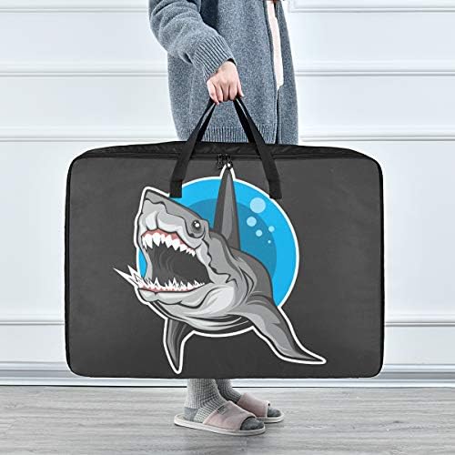 Подлога Торба За Складирање Со Голем Капацитет-Ајкула Јорган Облека Организатор Декорација Преклопен Патент Подвижна Торба
