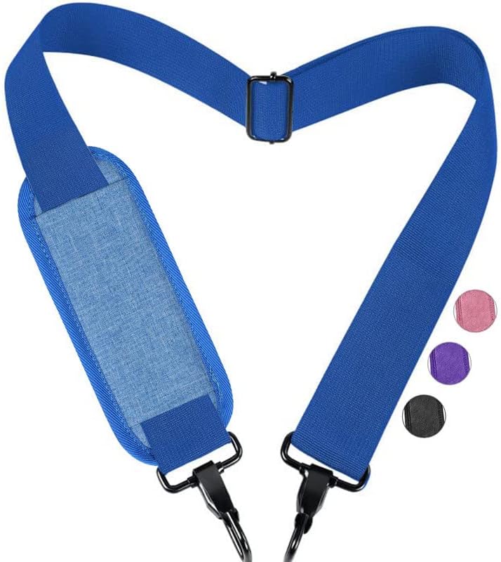 Лента за рамената за лаптоп торба, замена за прилагодување на лентата за рамо со ментални куки за камера, лаптоп -торбички кесички, сини