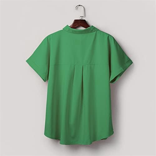 Женска случајна копче надолу од кошула од туника цврста обична едноставна блуза лабава лабава трендовски блузи модни текови кошули
