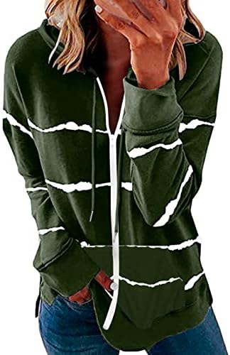 Ракав лесен качулка целосна патент на женски џекни џебови патент плус големина лесен шарен палто женски палто облека армија зелена