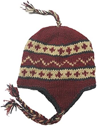 Волна рака плетено унисекс руно облога со уво капаче капа капа непал