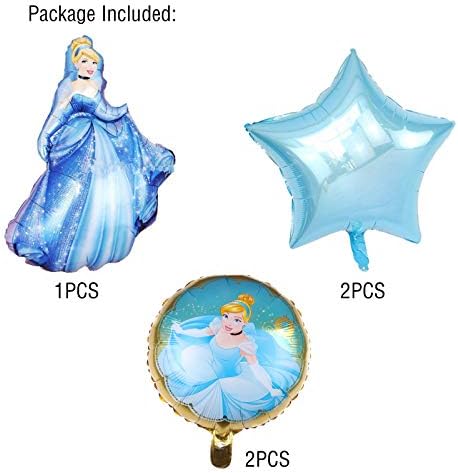 5 ПАРЧИЊА Пепелашка Балони За Деца Роденден Бебе Туш Принцеза Тема Партија Украси