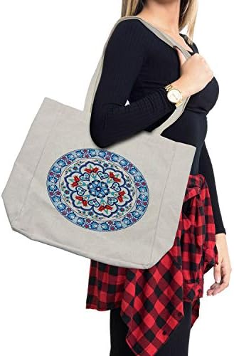 Античка торба за антички шопинг, отоманска турска стил уметност со лале за керамички цветни елементи Европски принт, еколошки торба за еднократно