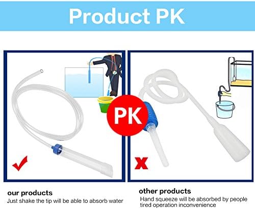 Прирачник за аквариум на топкинн во вода чистач за чистење на вода чистач за вода за прочистување на вода сифон ПВЦ алатка за пренесување на