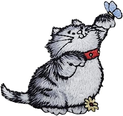 Кити мачка везена аплика за лепенка - пеперутка, Дејзи 2-3 / 8 - Ironелезо на / шие на закрпи за облека, јакни, панталони, ранци,