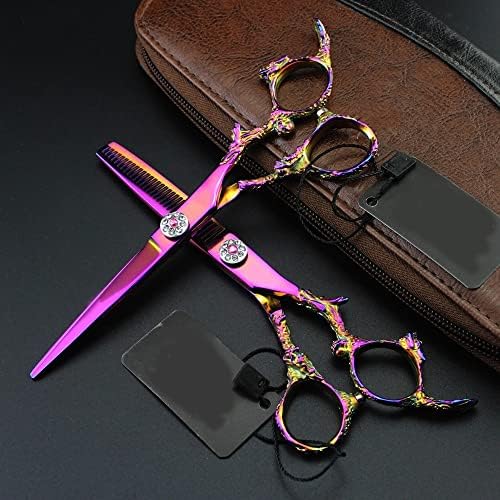 Ножици за сечење коса, 6-инчен Професионален Јапонија 440с челичен Скапоцен Камен рачка на Змеј исечете ножици за коса фризура разредување