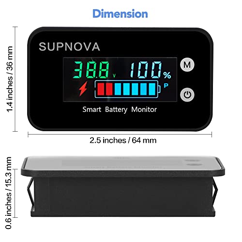 Supnova Battery Monitor12V 24V 36V 48V 60V 72V, капацитет за тестер на батерии за батерии за батерии за батерии 7-100V Процент на капацитет Процент