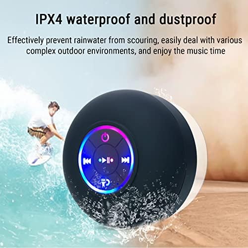 Bluetooth Bluetooth Bluetooth, IP7 Водоотпорен безжичен звучник со вшмукување чаша, преносен звук на опкружување со 360 HD, LED светло-звучни