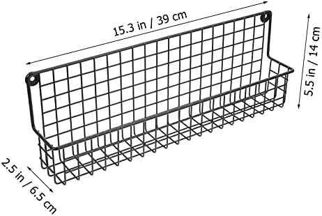 Хемотон црни wallидни полици 4 парчиња решетката монтирани висечки кујнски wallидни решетки за складирање јаглерод челик зачинување полица