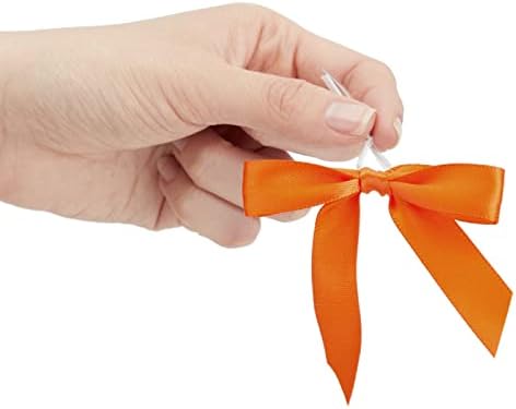100 Пакувајте Портокалови Вратоврски За Пресврт за Торби За Лекување, 3-Инчни Претходно врзани Сатенски Ленти За Занаети, Обвивка За Подароци,