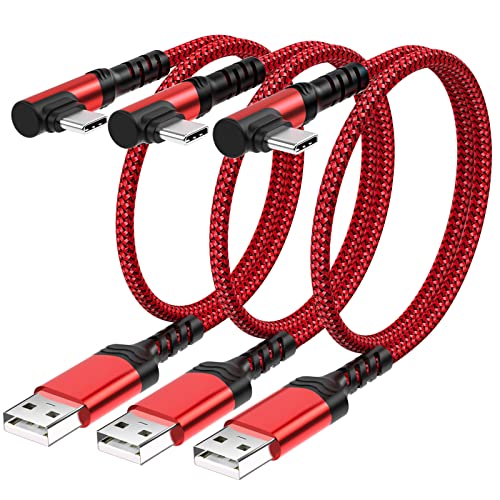 Agtray краток кабел за USB тип Ц, 3 -пакет 3A USB C Брзо полнење со десен агол Приклучок Платен USB A до USB C 90 степени L облик на облик