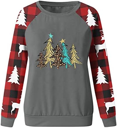 Akollsppnsy есен џемпери за жени Божиќни печати кошули со екипаж Термички целокупни женски врвови за есен 22
