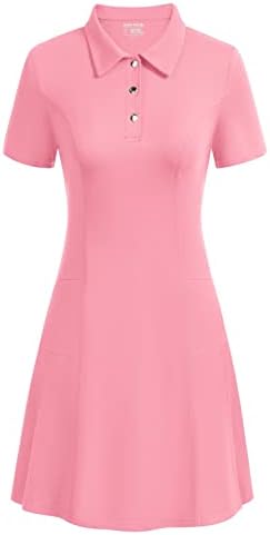 Jackек Смит, женски тениски фустан со вграден во шорцеви за облека за голф Поло атлетски фустан со 4 џебови