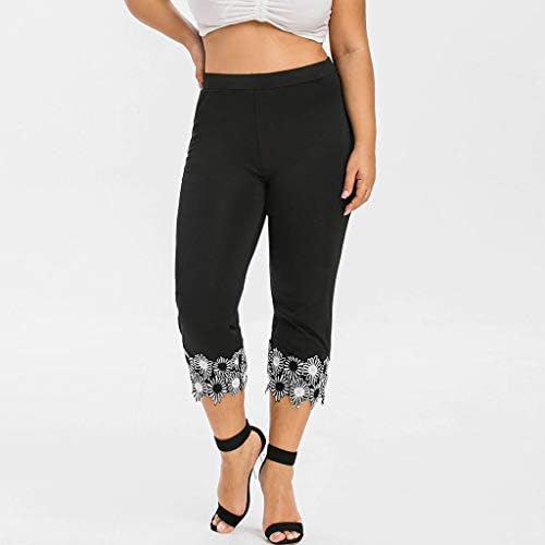 Mikey Store плус големина Капри хеланки со џебови за жени, активна вежба за вежбање со јога, спортски панталони за земјоделски култури