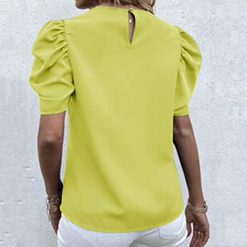 Lcepcy женски цветни печати со кратки ракави со кратки ракави врвови 2023 летни обични тркалезни маици на вратот лабави фит канцелариски блузи