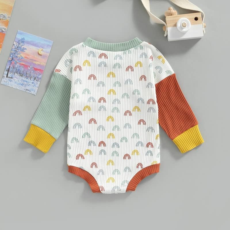 Сејуригаока новороденче унисекс бебе цврсто тело Основно обичен ребро бод со долги ракави ромпер облека за девојче за новороденчиња