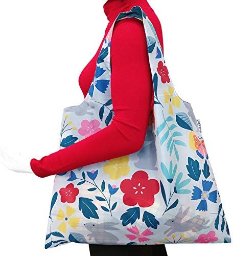 Завиднички големи торбички за еднократно шопинг со надворешна торбичка, цветни зајаци