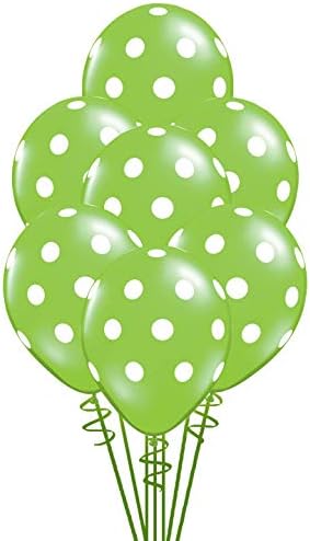 Qualatex големи полкови точки бели/вар зелени биоразградливи латекс балони, 11-инчи