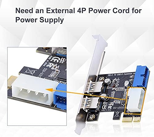 PCI-E до USB 3.0 PCI Express картичка, 5 Gbps 2-порта PCIE до USB-адаптер за картички за експанзија со предниот интерфејс на конекторот